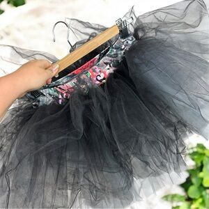 Cicci Multicolor Holo Sequin Mermaid Scales Tutu Skirt Dance Costume Black M